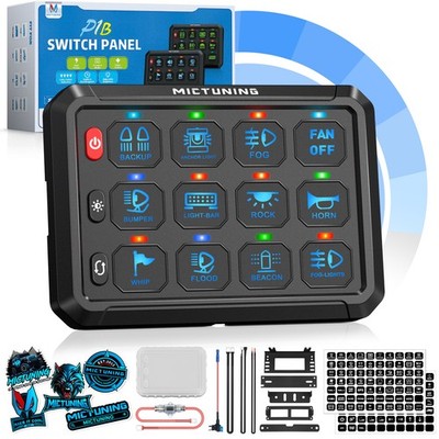 Universal 12 Gang Switch Panel 12V On-Off LED Relay System Circuit Control Truck