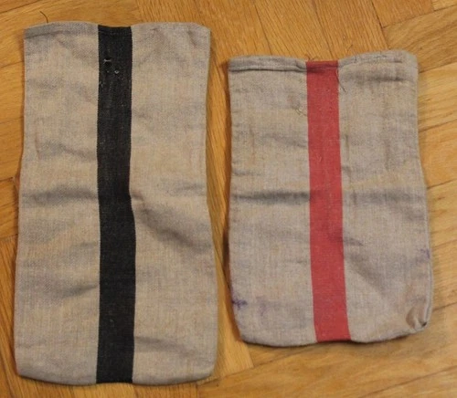 2x Orig WWII WH German Soldier Personal Utility Ration Bags Canvas Stripe B &RED