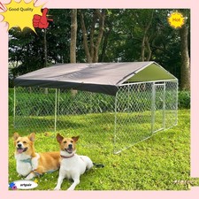 10x 10x 6 ft Outdoor Chain Link Dog Kennel Enclosure W/ Waterproof Cover US New
