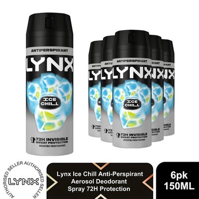 Lynx Ice Chill Anti Transpirant Body Spray 150ml 6er Pack Herren 72H Schutz