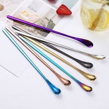 1/7pcs Stainless Steel Long Handle Stylish Latte Ice Cream Sundae Coffee Spoons