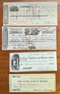 A group of 4 pre Civil War checks circa 1843 52