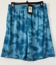 NWT Men s Under Armour 2 Tone Blue Tech Printed Athletic Shorts Size Small