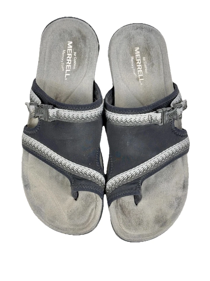 Sandalias Merrell para mujer talla 8 negras grises tanga espuma viscoelástica M Select Grip J000138 Foto 2 de 4