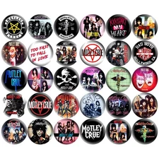 Motley Crue 1" Pinback Buttons 80s Hard Rock Heavy Metal Retro Music Band 30 Pin