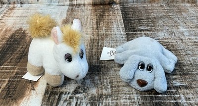 1995 Lot Of (2) Pony & Gray Mini Pound Puppies Plush Lewis Galoob Vintage