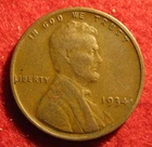1934 (P) Lincoln Wheat Cent/Penny - F Fine to VF Very Fine - Actual Coin B1931