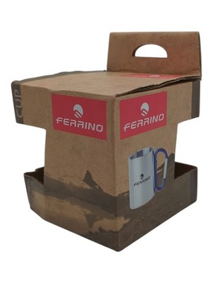 Ferrino Becher mit Karabinerhaken grau Edelstahl 7×8 cm