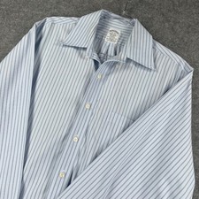 Brooks Brothers Button Down Mens 16-34 Blue Striped Regent Fit Non-Iron Shirt