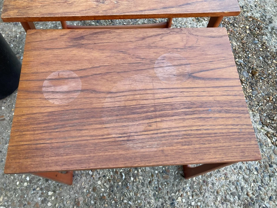 Vintage Mid Century Style Teak Veneer Nest of 2 Tables Side End Coffee - Image 3 of 4