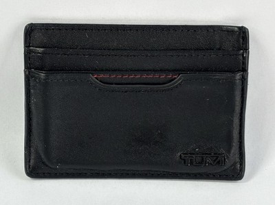 Tumi Delta Leather Money Clip Card Case Wallet Black RFID Blocking Minimalist