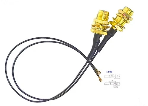 2xPigtail coaxial cable adapter RP-SMA to I.PX3 (5cm~30cm) e.g. WiFi/BT/Zigbee