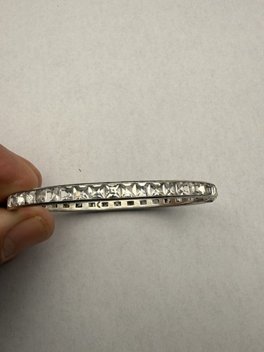 VINTAGE ART DECO 1910 STERLING PASTE HINGED ENGRAVED BRACELET CHANNEL SET E3 - Picture 9 of 18