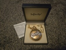 Infinity Quartz Pocket Watch Motorcycle Design w/ Chain Box Vintage Style