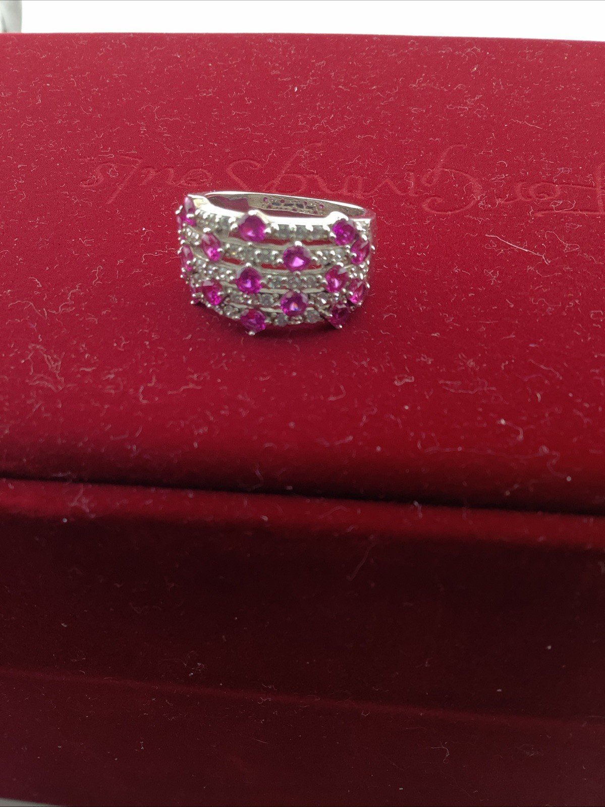 Ruby and white quartz ring sterling silver sz 8 w… - image 6