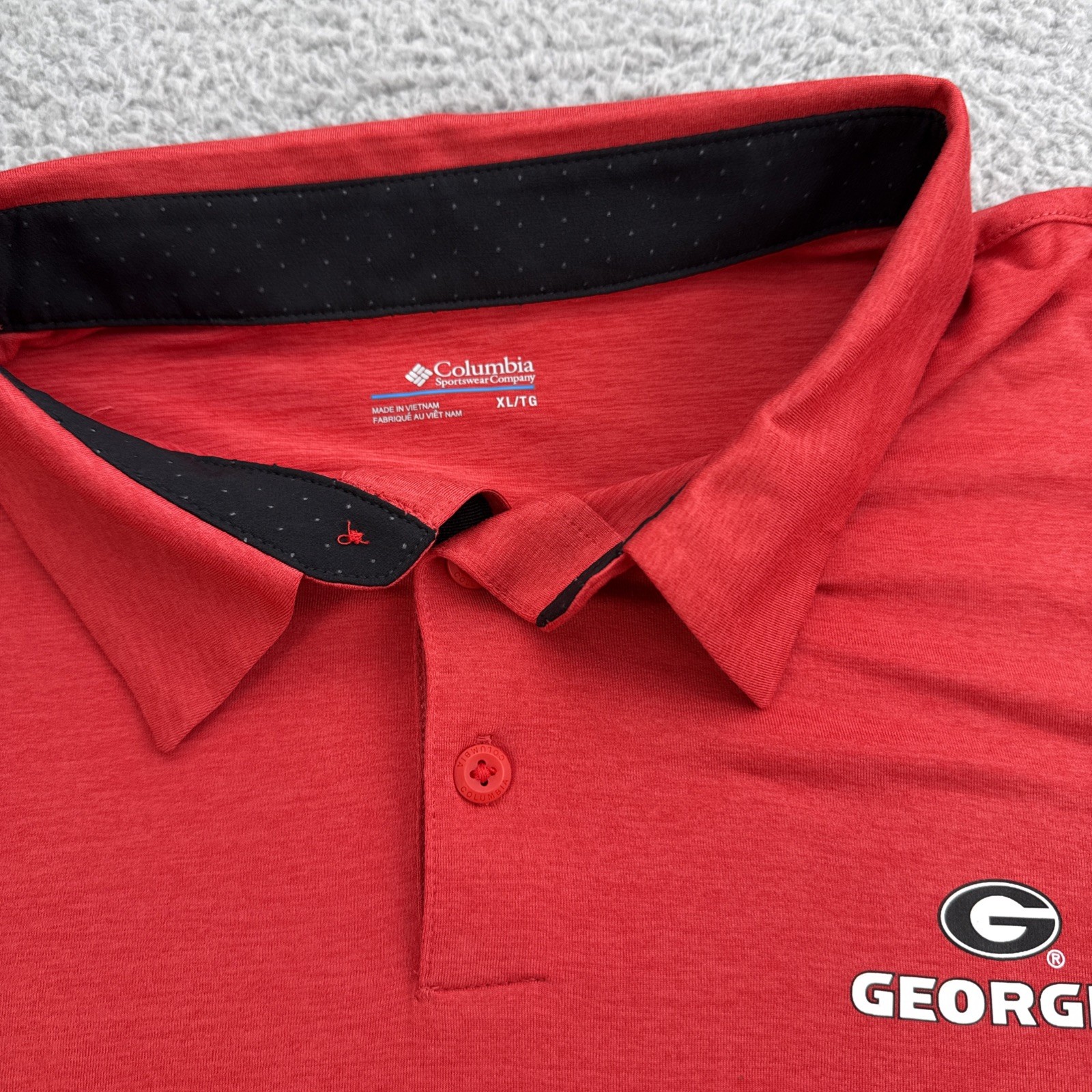 Georgia Bulldogs Polo Golf Shirt Mens XL Red Short Sleeve UGA Dawgs Columbia thumbnail 2
