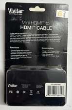 Mini HDMI to HDMI Cable Adapter 6ft Black Gold-Plated Connector - New
