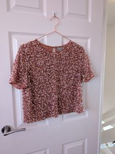 ASOS pink sequinned mesh crop top womens UK 14 embellished party top