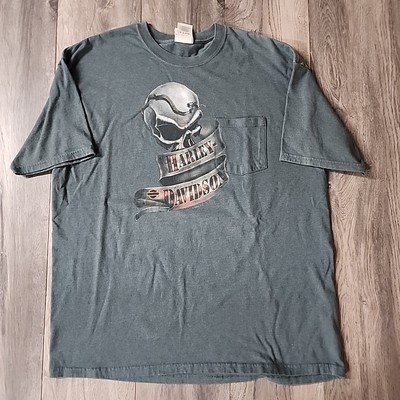Harley Davidson Pocket Shirt XL Roller Coaster Roeder Ohio Skull