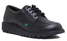 Image of Kickers Kick Lo Lace Up Leather School Mens Casual Shoes In Black Size UK 6 - 12