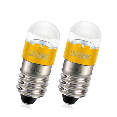 Ruiandion Mini Screw E10 LED Bulb for Warning Indicator Bulb AC 110V Yellow
