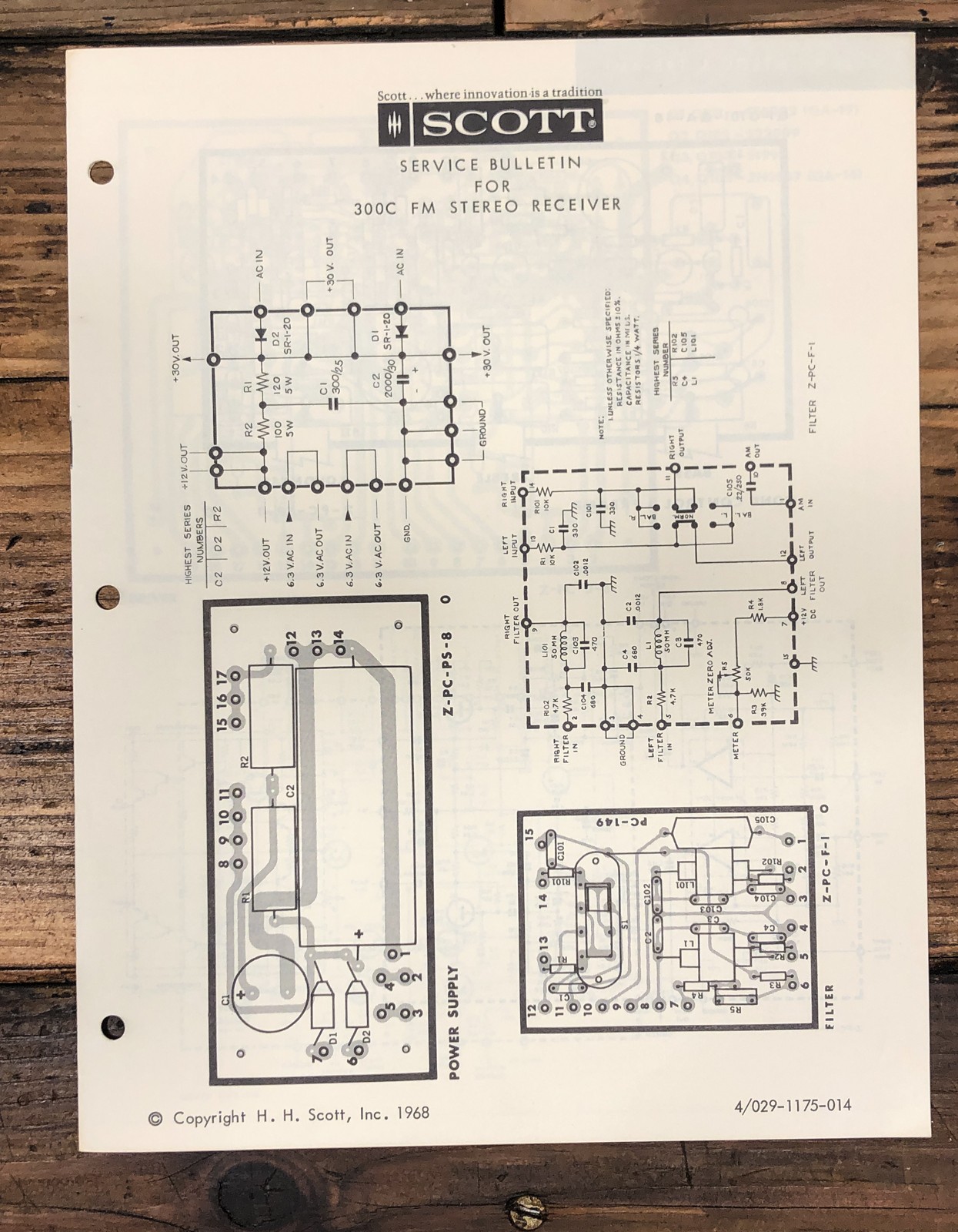 HH Scott Model 300C Receiver Service Manual *Original*
