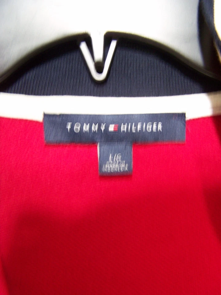 Tommy Hilfiger Dress Womens Large 12 14 Red Graphic Logo Long Sleeve Knee Ladies - Image 4 of 4