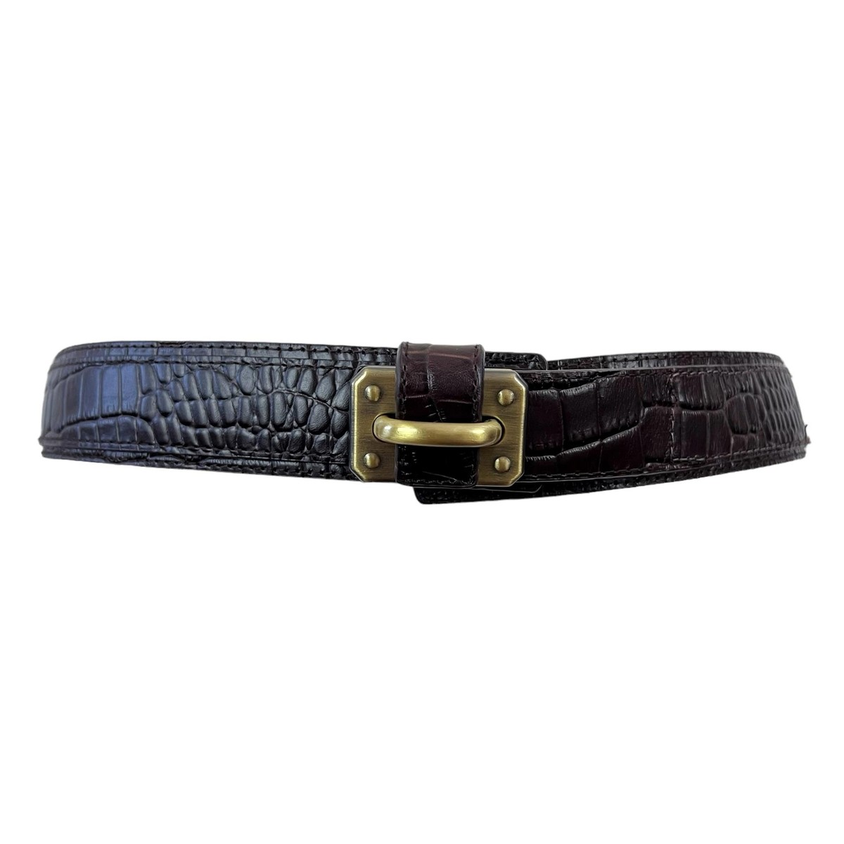 The Worth Collection Equestrian Bit Belt Croc Embossed Small The Worth Collection Embossed Croc Crocodile Belt Womens  main image 3