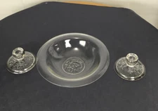 Vintage Jeannette Camellia Clear Glass Centerpiece Candlestick 13"