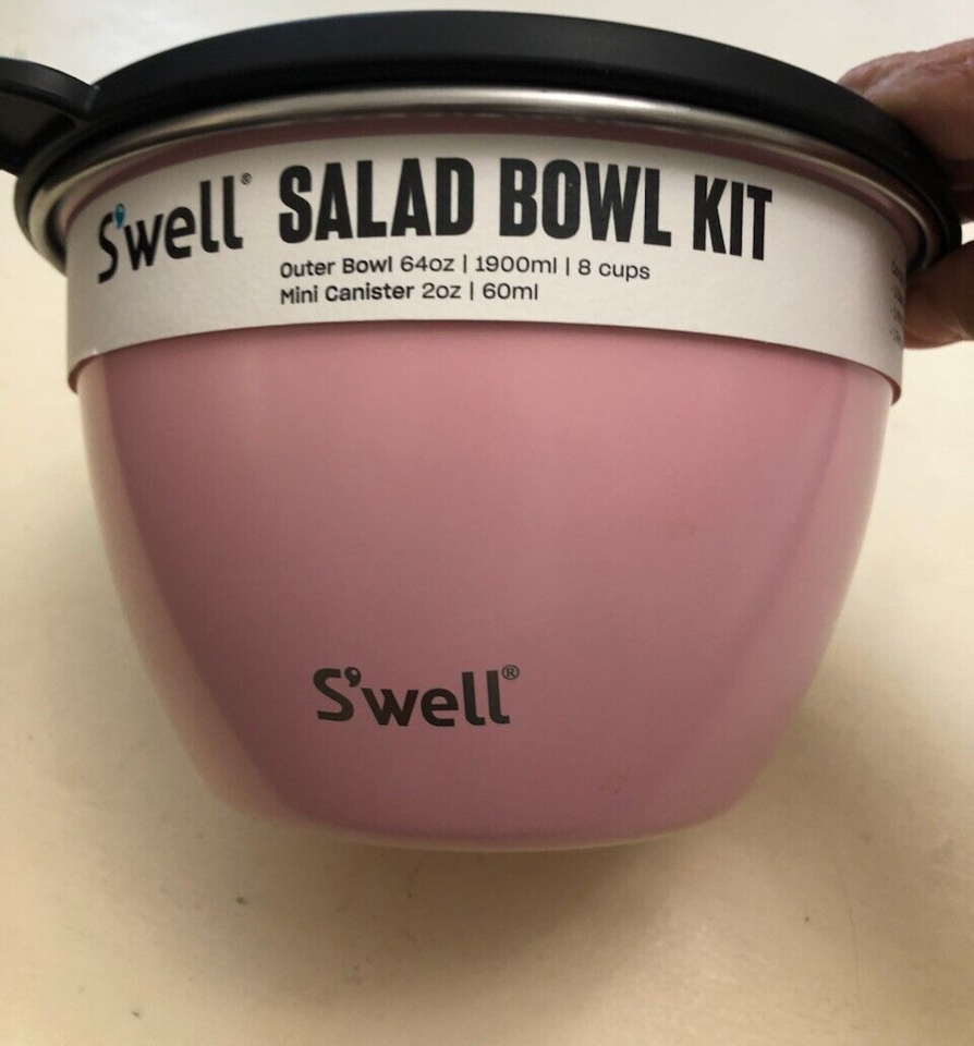 Swell S’well Salad Bowl Kit Pink 8 Cups 64 oz Outer Bowl & Mini