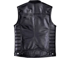 Swat Style Padded Leather Vest Men Motorcycle Biker Tactical Concealed Carry