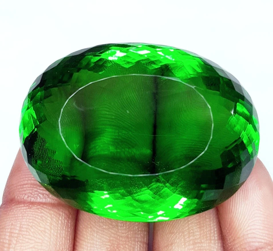 Gemas sueltas transparentes de corte ovalado con certificación de amatista verde 190+ quilates R476 Foto 3 de 4