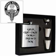 Art Pewter Moffat Clan Crest 6oz Hip Flask Box Set (S) HF6 S-C85B Scottish