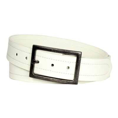 #ad #ad Men#x27;s Antiqued Frame White Classic Leather Belt MBP1018 $9.99
