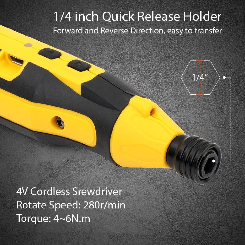 44PC Electric Screwdriver Gun Drill Bits Cordless USB Rechargeable 4V