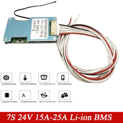 7S 24V 15A 20A 25A Li-ion Lithium 18650 Battery BMS Protection Board NTC Sensor