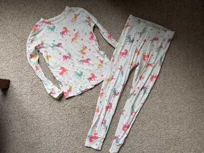 GAP Kinder Baumwolle eng anliegender Schlafanzug Pyjama Set Alter 8-9 Einhorn