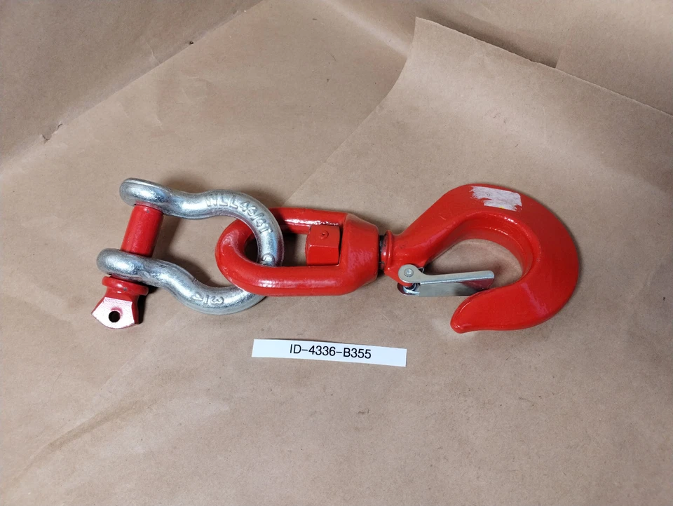 NEW WLL5T 5 TON Alloy Swivel Hook w/ Latch & 3/4" Anchor Shackle WLL43/4T Silver - Image 2 of 4