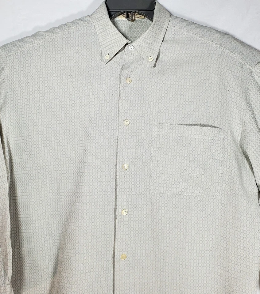 Pronto Uomo Firenze Button Down Long Sleeve White Grey Made in Italy Men's Large - Image 3 of 4