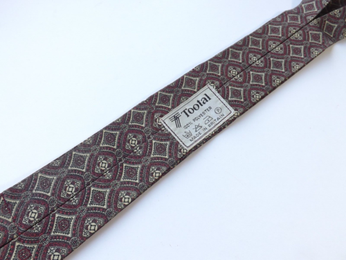 Vintage TOOTAL 1960s 1970s Cravat Ascot Burgundy Cream Patterned FREE P&P - Picture 9 of 10