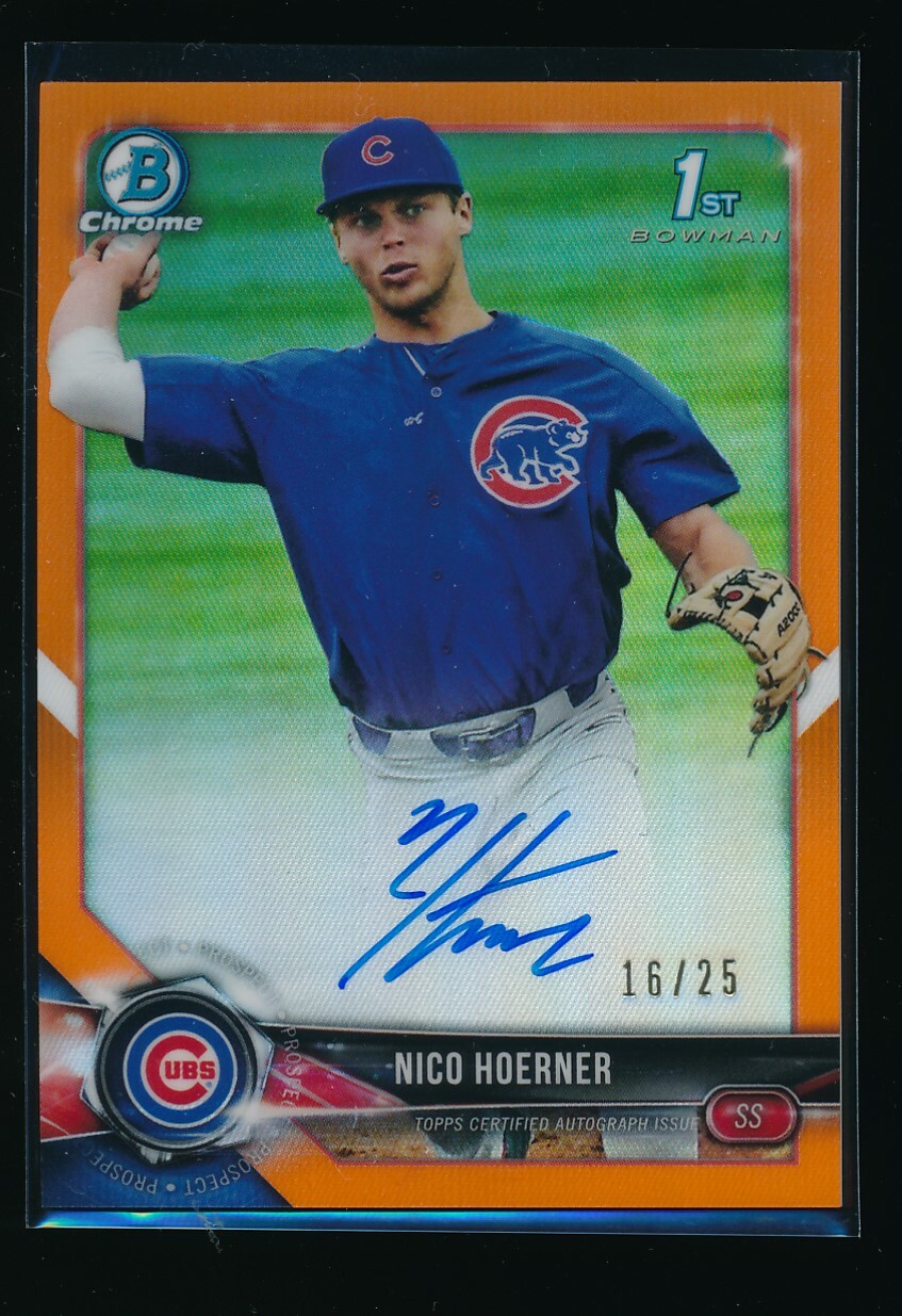 NICO HOERNER AUTO 2018 Bowman Chrome Draft Autograph ORANGE REFRACTOR #/25 RC