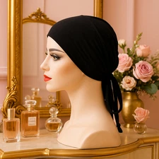 The Grip Cap – Black | Non-Slip Hijab Undercap with Silicone Grip & Tie-Back