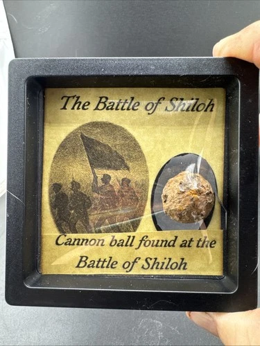Civil War Cannon Ball from The Battle of Shiloh, Tennessee with Display Case