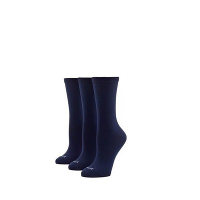 HUE Women's 3 Pair Pack Super Soft Crew Sock Navy/Navy/Navy, One Size ...