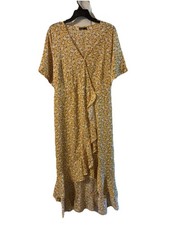 SHEIN curve 4xl dress Plus Yellow Floral Ruffle Wrap Belted Dress