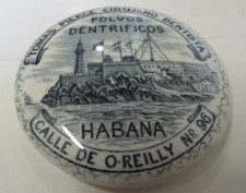 Scarce 19th Century ceramic Cuban tooth Paste cover Tomas Pierce Cirujano RARE!
