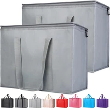 2-Pack Insulated Reusable Grocery Shopping Bags, X-Large Picnic Cooler Bag Top C