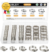 45PCS Hose Clamp Assortment Kit Steel Hose Clamps 1/4 to 1-1/8 6-29Mm....