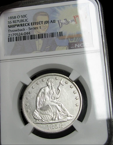 SS Republic Shipwreck 1858-O Seated Liberty Half AU Details NGC Coin ---- #571C