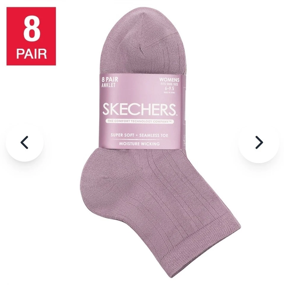 Calcetines tobilleros Skechers súper suaves sin costuras 8pk, 6-9.5 Foto 2 de 4